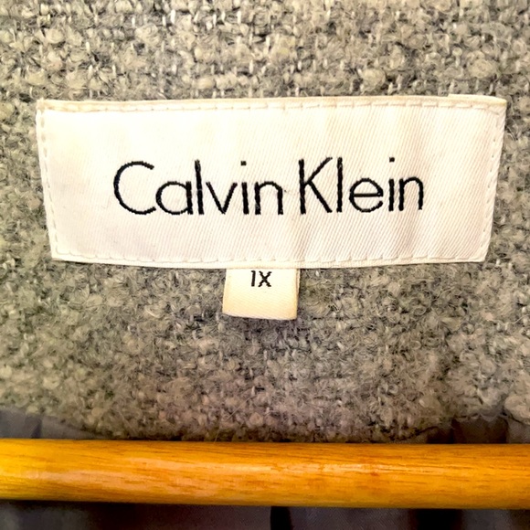 Wool Blend Boucle Style Double Breasted Grey Pea Coat size 1X - Picture 3 of 7